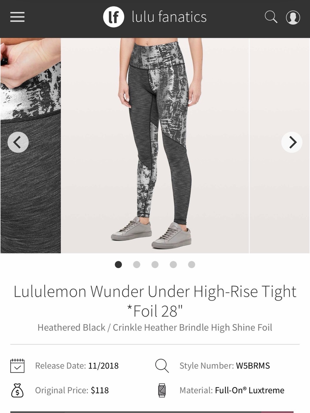 Lululemon Wunder Under Hi-Rise Leggings *Foil, 28”